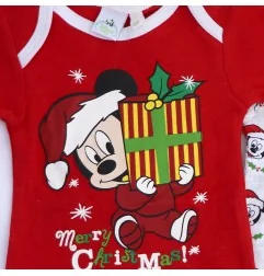 Χριστουγεννιάτικο Σετ 2 τμχ Disney Baby "Mickey Mouse" - Βρεφικά Κοντομάνικα Ζιπουνάκια 100% Βαμβακερά (PH5659)