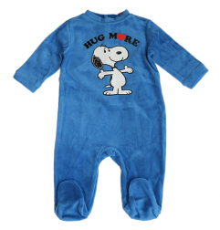Snoopy Βρεφικό φορμάκι βελουτέ (RH0363 blue) - Φορμάκια χειμωνιάτικα (βελουτέ, fleece)