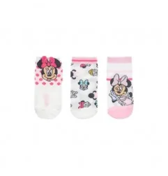 Βρεφικές Κοντές Κάλτσες Disney Minnie Mouse - Σετ 3 Ζευγάρια (Λευκό/Ροζ/Πουά) (VH0601 white) - Βρεφικές Κάλτσες κορίτσι
