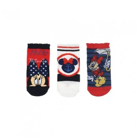 Βρεφικές Κοντές Κάλτσες Disney Minnie Mouse "Sailor" - Σετ 3 Ζευγάρια (Κόκκινο/Λευκό/Navy) (VH0647 red)