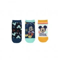 Βρεφικές Κοντές Κάλτσες Disney Mickey Mouse - Σετ 3 Ζευγάρια (Μπλε/Βεραμάν/Κίτρινο) (VH0681 navy) - Βρεφικές Κάλτσες αγόρι