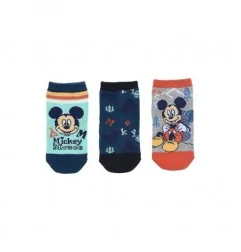 Βρεφικές Κοντές Κάλτσες Disney Mickey Mouse - Σετ 3 Ζευγάρια (Μπλε/Βεραμάν/Γκρι) (VH0681) - Βρεφικές Κάλτσες αγόρι