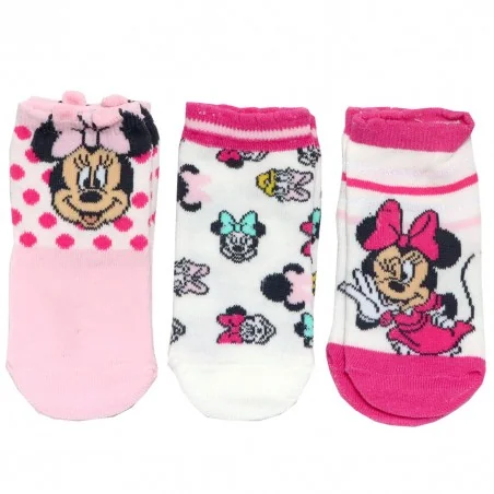 Βρεφικές Κοντές Κάλτσες Disney Minnie Mouse - Σετ 3 Ζευγάρια (VH0601 pink) - Βρεφικές Κάλτσες κορίτσι