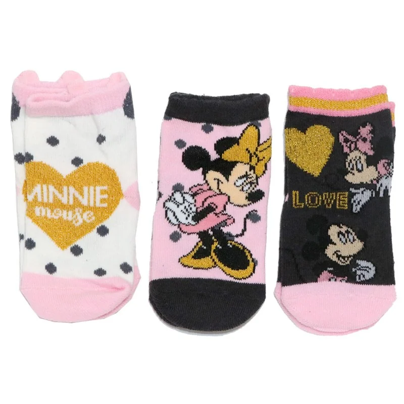 Βρεφικές Κάλτσες Disney Minnie Mouse - Σετ 3 Ζευγάρια (Λευκό/Ροζ/Μαύρο) (VH0682 white)