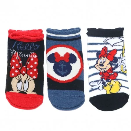Βρεφικές Κοντές Κάλτσες Disney Minnie Mouse "Sailor" – Σετ 3 Ζευγάρια (Κόκκινο/Navy/Ριγέ) (VH0647 navy) - Βρεφικές Κάλτσες κο...