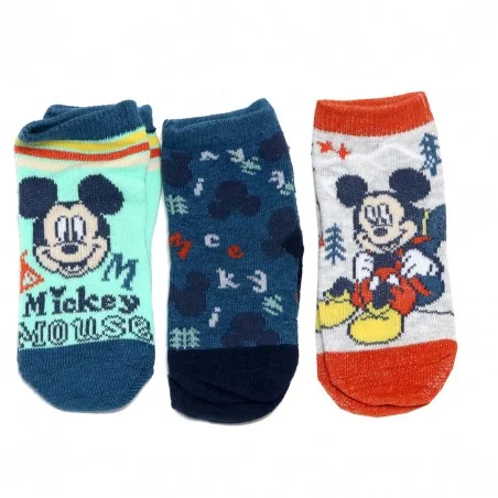 Βρεφικές Κοντές Κάλτσες Disney Mickey Mouse - Σετ 3 Ζευγάρια (Μπλε/Βεραμάν/Γκρι) (VH0681) - Βρεφικές Κάλτσες αγόρι