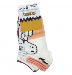Snoopy Γυναικείες Κοντές Κάλτσες σετ 3 ζευγάρια (VH3625 ecru)