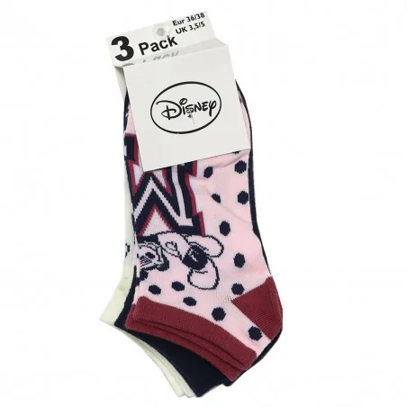 Disney Mickey Mouse Γυναικείες κοντές κάλτσες σετ 3 ζευγάρια (VH3590 pink)