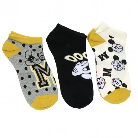 Disney Mickey Mouse Γυναικείες κοντές κάλτσες σετ 3 ζευγάρια (VH3590 grey) - Γυναικείες Κάλτσες