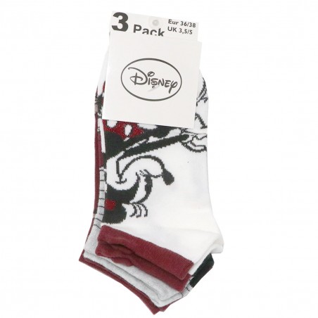 Disney Minnie Mouse Γυναικείες κοντές κάλτσες σετ 3 ζευγάρια (VH3570 white)