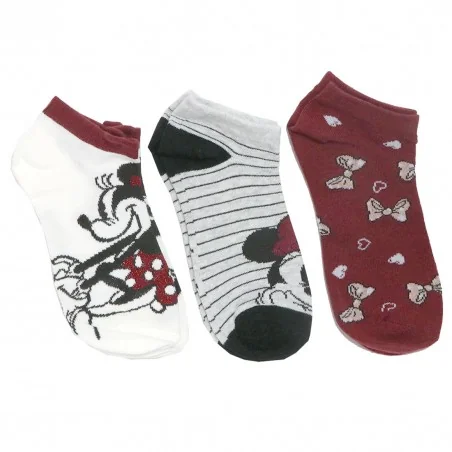 Disney Minnie Mouse Γυναικείες κοντές κάλτσες σετ 3 ζευγάρια (VH3570 white) - Γυναικείες Κάλτσες