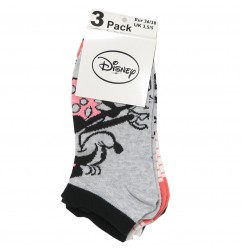 Disney Minnie Mouse Γυναικείες κοντές κάλτσες σετ 3 ζευγάρια (VH3570 grey)