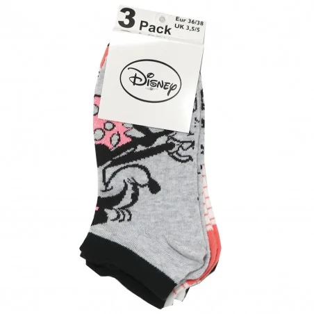 Disney Minnie Mouse Γυναικείες κοντές κάλτσες σετ 3 ζευγάρια (VH3570 grey)