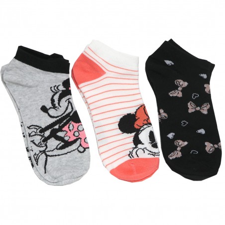 Disney Minnie Mouse Γυναικείες κοντές κάλτσες σετ 3 ζευγάρια (VH3570 grey) - Γυναικείες Κάλτσες