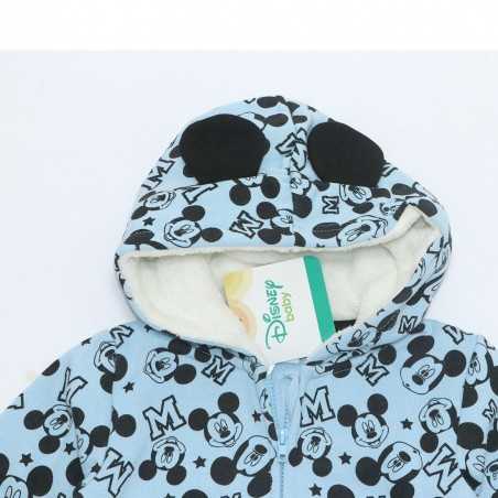 Βρεφική Ζακέτα Φούτερ Disney Baby "Mickey Mouse" με Κουκούλα και Αυτάκια – Γαλάζιο (RH0039)