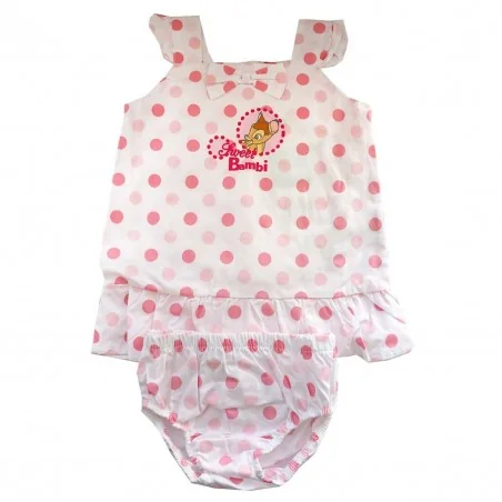 Βρεφικό Καλοκαιρινό Σετ Disney Baby "Sweet Bambi" - Ροζ Πουά Μπλούζα με Βολάν & Bloomer (100% Βαμβάκι) (AQE0526) - Καλοκαιριν...