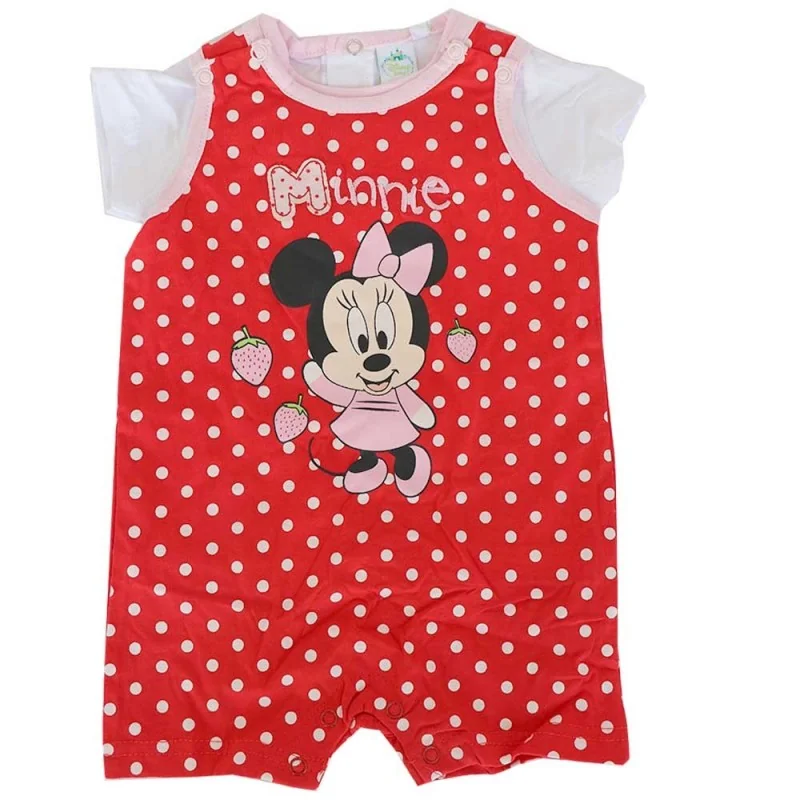 Βρεφικό Σετ Disney Baby Minnie Mouse - Κόκκινο Πουά Φορμάκι & Λευκό Μπλουζάκι (100% Βαμβάκι) (AQE0001)