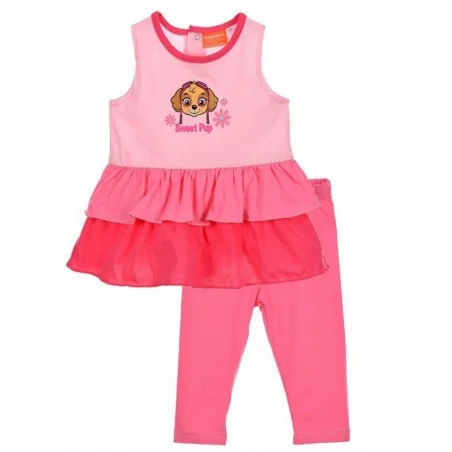 Paw Patrol Βρεφικό Σετ Skye "Sweet Pup" – Αμάνικη Μπλούζα με Διπλό Βολάν & Κολάν – Ροζ (AQE0575 PINK) - Καλοκαιρινά Σετ