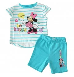 Disney Baby Βρεφικό Σετ Minnie Mouse "Be Happy" – Ριγέ Μπλουζάκι & Σορτς – Τιρκουάζ (DIS MF 51 12 1184) - Καλοκαιρινά Σετ