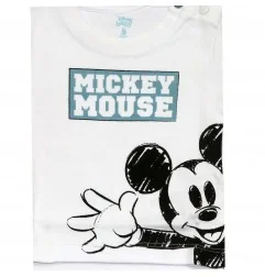 Βρεφικό Σετ Disney "Mickey Mouse" - Λευκή Μπλούζα & Γκρι Παντελονάκι (100% Βαμβάκι) (DIS BMB 51 12 8672) - Καλοκαιρινά Σετ