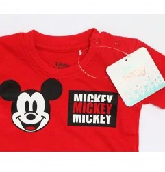Disney Baby Mickey Mouse Βρεφικό Καλοκαιρινό Σετ - Κόκκινο T-shirt & Γκρι Σορτσάκι 100% Βαμβάκι (DIS BMB 51 12 9531 red) - Κα...