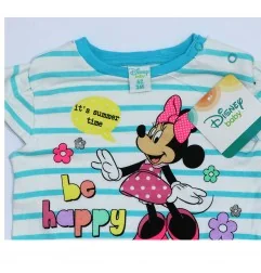 Disney Baby Βρεφικό Σετ Minnie Mouse "Be Happy" – Ριγέ Μπλουζάκι & Σορτς – Τιρκουάζ (DIS MF 51 12 1184) - Καλοκαιρινά Σετ