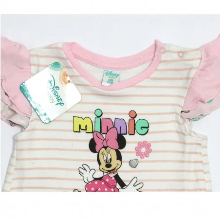 Disney Baby Βρεφικό Βαμβακερό Σετ Minnie Mouse – Ριγέ Μπλούζα με Βολάν & Εμπριμέ Σορτς – Ροζ (DIS MF 51 12 1185)