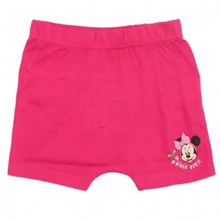 Disney Baby Βρεφικό Βαμβακερό Σετ Minnie Mouse – Μπλούζα με Βολάν & Σορτς – Λευκό/Φούξια (UE0011A)