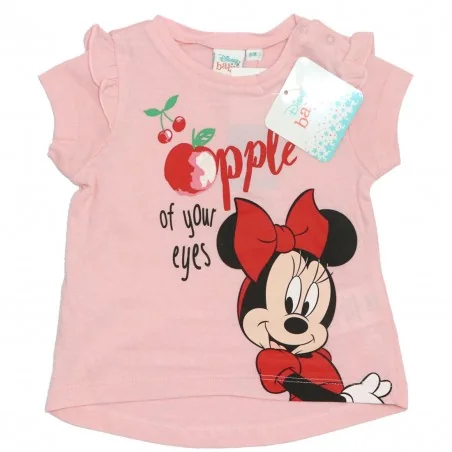 Disney Baby Βρεφικό Βαμβακερό Σετ Minnie Mouse – Ροζ Μπλούζα με Βολάν & Κόκκινο Σορτς (UE0011)