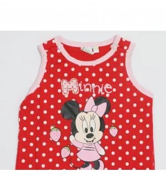 Βρεφικό Σετ Disney Baby Minnie Mouse - Κόκκινο Πουά Φορμάκι & Λευκό Μπλουζάκι (100% Βαμβάκι) (AQE0001) - Καλοκαιρινά Σετ