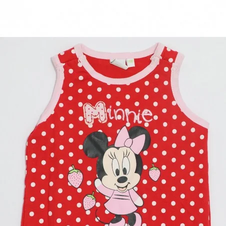 Βρεφικό Σετ Disney Baby Minnie Mouse - Κόκκινο Πουά Φορμάκι & Λευκό Μπλουζάκι (100% Βαμβάκι) (AQE0001)