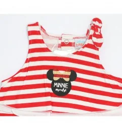 Βρεφικό Καλοκαιρινό Σετ Disney Baby "Minnie Mouse" - Κόκκινη Ριγέ Μπλούζα με Βολάν & Σορτσάκι (100% Βαμβάκι) (ET0082) - Καλοκ...