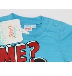 Disney Baby Mickey Mouse Βρεφικό Κοντομάνικο Μπλουζάκι 100% Βαμβακερό – "Me? Never!" Turquoise (ET0140 Sky) - Κοντομάνικα μπλ...