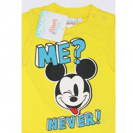 Disney Baby Mickey Mouse Βρεφικό Κοντομάνικο Μπλουζάκι 100% Βαμβακερό – "Me? Never!" Yellow (ET0140)
