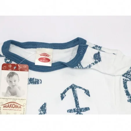 Makoma Βρεφικό Κοντομάνικο Μπλουζάκι Blue Sea B – 100% Βαμβακερό (Λευκό με Άγκυρες) (22226B White)