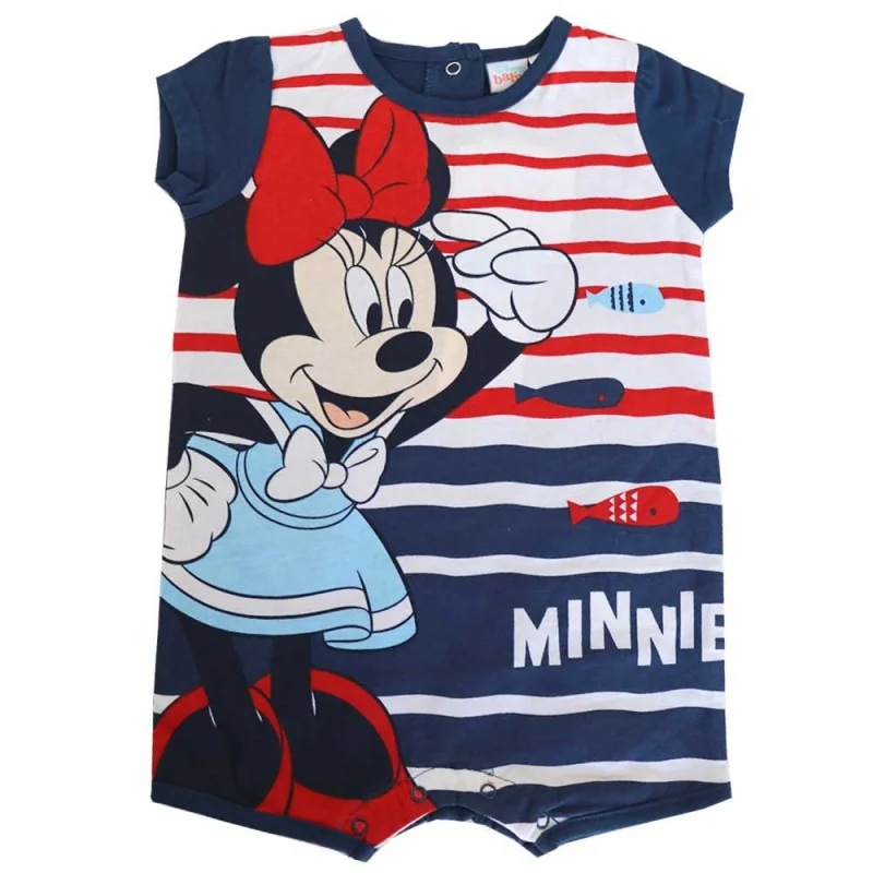 Disney Baby Minnie Mouse Βρεφικό Καλοκαιρινό Φορμάκι 100% Βαμβακερό - Navy Blue Nautical Style (ET0094A)