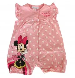 Βρεφικό Καλοκαιρινό Φορμάκι Disney Baby Minnie Mouse – Ροζ Πουά με Βολάν & Κουμπιά (100% Βαμβάκι) (DISM 01027C) - Καλοκαιρινά...
