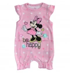 Βρεφικό Καλοκαιρινό Φορμάκι Disney Baby Minnie Mouse "Be Happy" – Ροζ Πουά με Βολάν & 100% Βαμβάκι (DIS MF 51 05 1172) - Καλο...