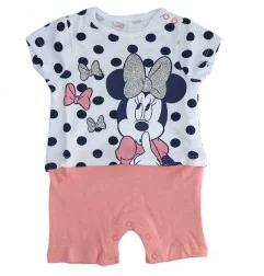 Βρεφικό Καλοκαιρινό Φορμάκι Disney Baby Minnie Mouse – 100% Βαμβακερό με Πουά Σχέδιο & Glitter (DIS MF 51 05 1327) - Καλοκαιρ...