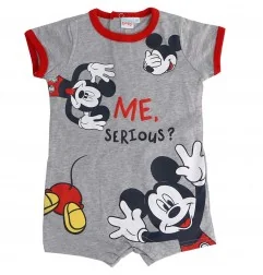 Βρεφικό Καλοκαιρινό Φορμάκι Disney Baby Mickey Mouse "Me Serious?" – Γκρι Μελανζέ με Κόκκινες Λεπτομέρειες (UE0060 GREY) - Κα...
