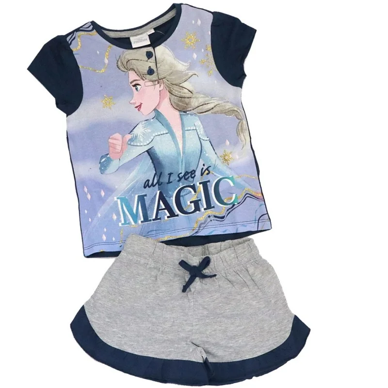 Disney Frozen Καλοκαιρινή Πιτζάμα Για Κορίτσια (EV2079 navy)