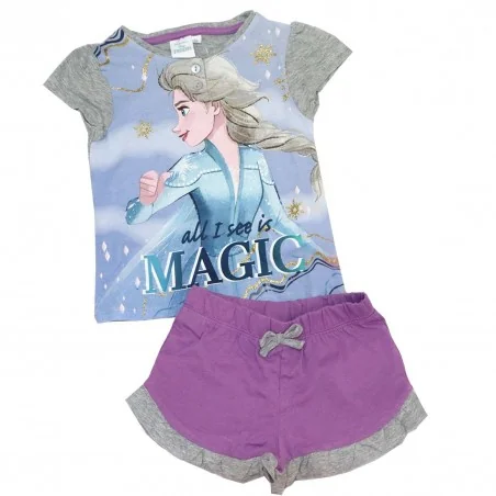 Disney Frozen Καλοκαιρινή Πιτζάμα Για Κορίτσια (EV2079 grey) - Πιτζάμες Καλοκαιρινές