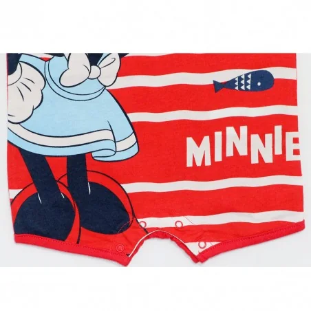 Disney Baby Minnie Mouse Βρεφικό Καλοκαιρινό Φορμάκι 100% Βαμβακερό – Ναυτικό Ριγέ (Κόκκινο/Μπλε) (ET0094)