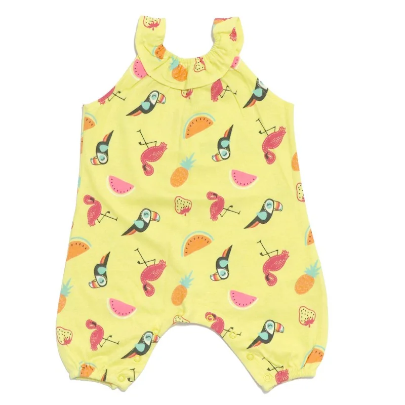 Baby Town Βρεφική Ολόσωμη Καλοκαιρινή Φόρμα Tropical – 100% Βαμβακερή (Κίτρινο) (15C409 Yellow)