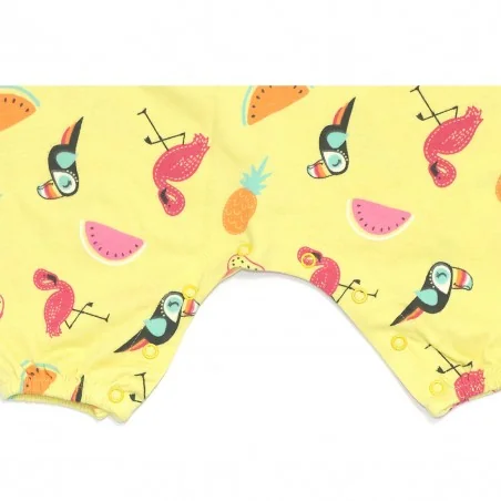 Baby Town Βρεφική Ολόσωμη Καλοκαιρινή Φόρμα Tropical – 100% Βαμβακερή (Κίτρινο) (15C409 Yellow)