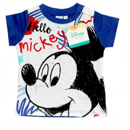 Disney Baby Mickey Mouse Βρεφική Καλοκαιρινή Πιτζάμα 100% Βαμβακερή – "Hello Mickey" Royal Blue (SE0345)