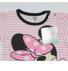 Disney Baby Minnie Mouse Βρεφικό Καλοκαιρινό Φορμάκι 100% Βαμβακερό - Ροζ Ριγέ/Μαύρο (DIS MF 51 05 8569 Black)