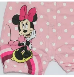 Βρεφικό Καλοκαιρινό Φορμάκι Disney Baby Minnie Mouse – Ροζ Πουά με Βολάν & Κουμπιά (100% Βαμβάκι) (DISM 01027C) - Καλοκαιρινά...