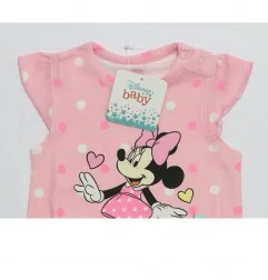 Βρεφικό Καλοκαιρινό Φορμάκι Disney Baby Minnie Mouse "Be Happy" – Ροζ Πουά με Βολάν & 100% Βαμβάκι (DIS MF 51 05 1172)
