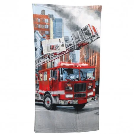 Bαμβακερή Πετσέτα θαλάσσης Fire Truck 70x140εκ. (Turbo 001 Straz) - Πετσέτες Βαμβακερές